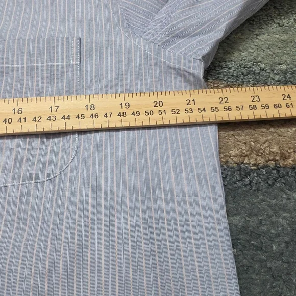 Brooks Brothers Milano Dress Shirt 16-34 Blue Stripe Non-Iron Supima Cotton - Picture 5 of 6
